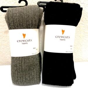 NWT Jcrew Crewcuts ribbed tights girls size M-L grey and black